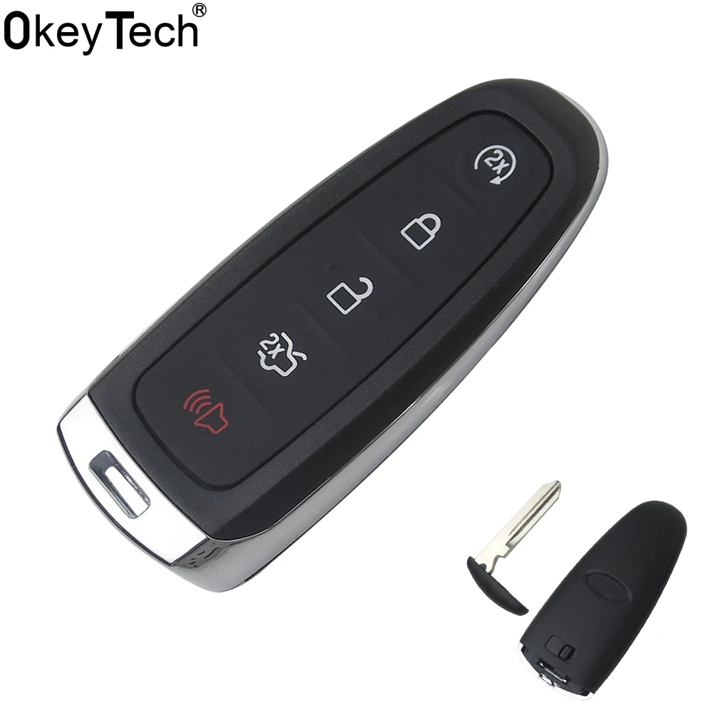 

OkeyTech 1PC New Replacement 4+1 5 Buttons Flip Smart Remote Key Fob Case Cover Shell For Ford Edge Explorer Escape Flex Focus
