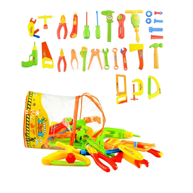 34pcs/set Boys Toy Repair Tools Ax Carpentry Plastic Simulation Tools Toy For Children Baby Early Learning Educational Toys