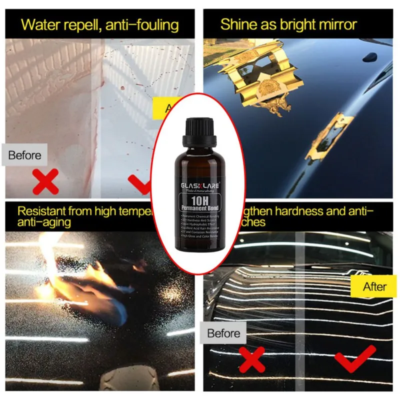 10H Automotive Plating Crystal 50ml Nano Coating Film Putty Auto Liquid Scratching Oxidation Polishing Coating