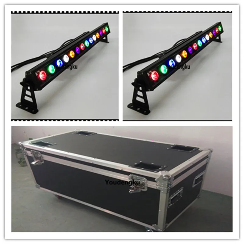 8pcs with flightcase 14x15W RGBWA 5in1 flood light wall washer IP65 waterproof Pixel Control 1M LED Linear Wall Facade Lighting