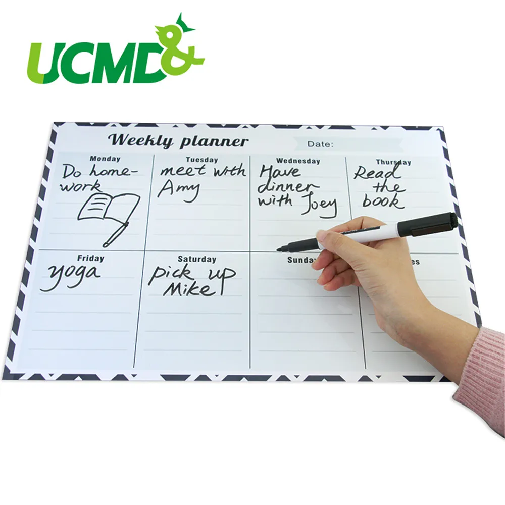 

Whiteboard Calendar Dry Erase Board Menu To-Do List Drawing Daily Weekly Planner Removable Wall Schedule Sticker With Pen