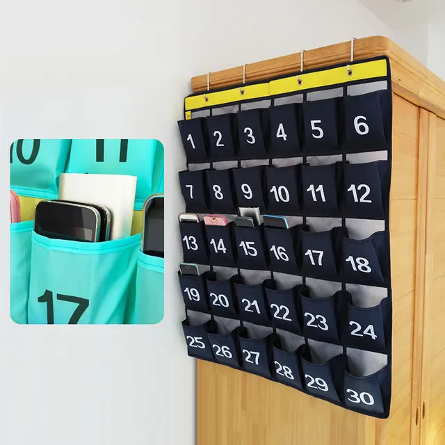 Pockets Numbered Classroom Cell Phones Organizer Chart Calculator