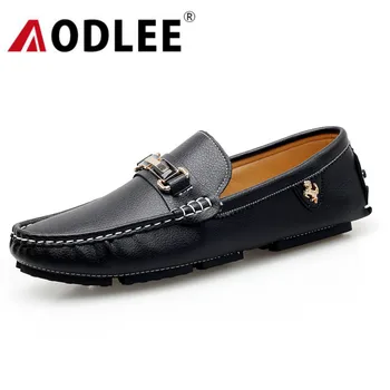 

AODLEE Italian Mens Shoes Casual Luxury Brand Fashion Men Loafers Genuine Leather Moccasins Breathable Men Slip on Boat Shoes