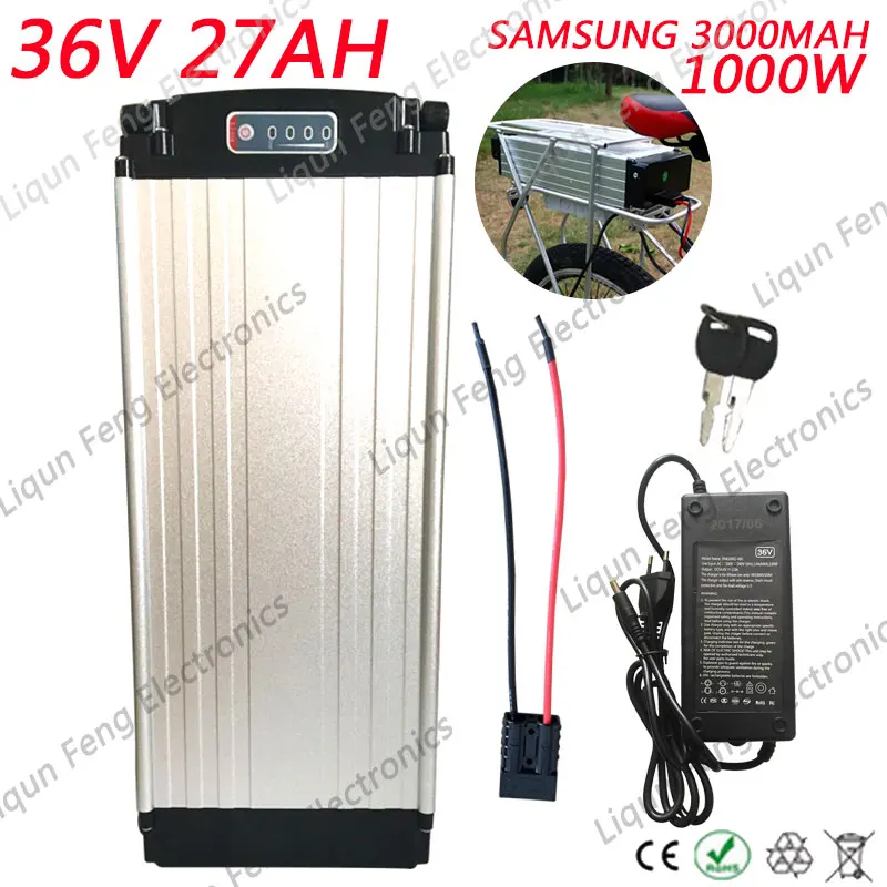 Clearance 2017 New Rear Rack with Power indicator light + Taillight 1000W 36V 27AH Electric Bike lithium Scooter battery use Samsung cells 0 Clearance 2017 New Rear Rack with Power indicator light + Taillight 1000W 36V 27AH Electric Bike lithium Scooter battery use Samsung cells 0