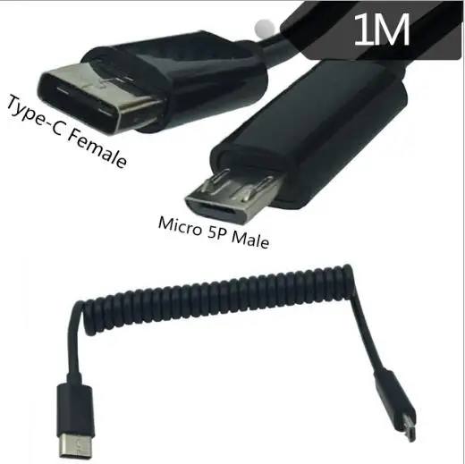 

Android data spring line micro Usb revolution 3.1 Type-c female extension for Xiaomi Huawei LeTV mobile phone charging