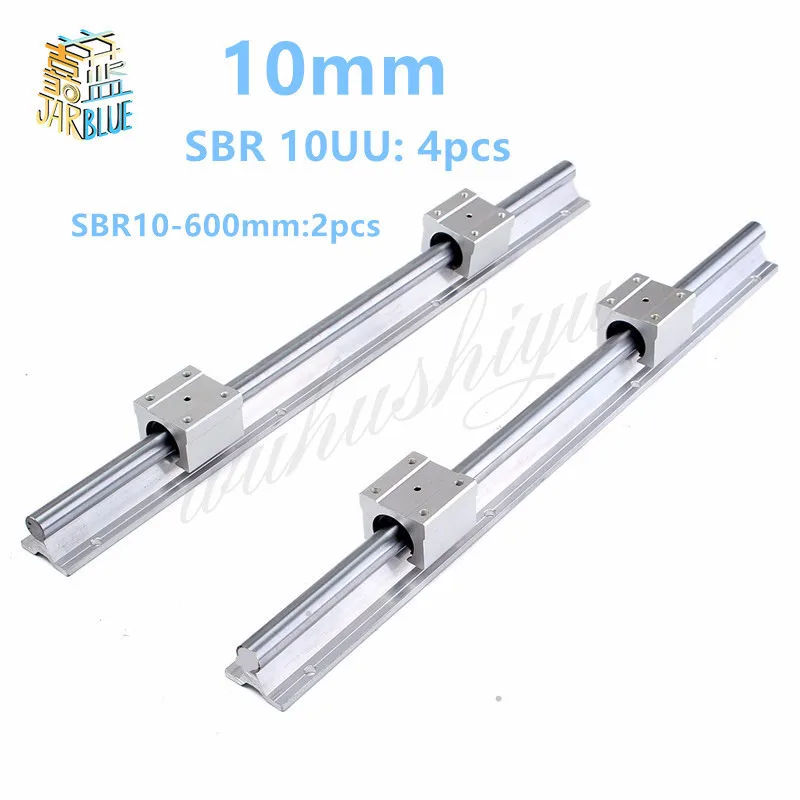 

2pcs SBR10 L 600mm linear rail support with 4pcs SBR10UU linear guide auminum bearing sliding block cnc parts