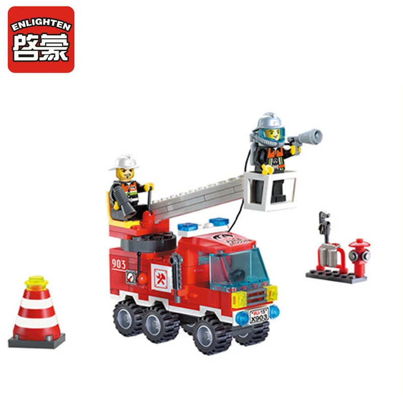 

903 ENLIGHTEN Fire Series Fire Rescue Truck Firefighting Model Building Blocks Action Figure Toys For Children Compatible Legoe