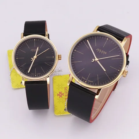 Relógio de Quartzo de Japão dos Homens Pulseira de Couro Presente de Aniversário de Júlio Mulheres Relógio Casal Horas Vestido Moda Amantes 814