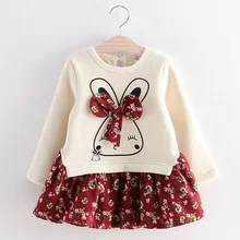 Коллекция года, осенне-зимние модные комплекты для маленьких девочек Детский свитер с длинными рукавами платье с цветочным рисунком Детский Комплект Одежда для детей возрастом 2, 3, 4, 5, 6 месяцев