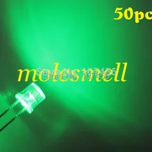 50 шт. 5 мм Flat Top зеленый светодиод(3000MCD) 5 мм прозрачный зеленый светодиод 5 мм Большой/широкоугольный зеленый светодиод 5 мм с плоской головкой LED