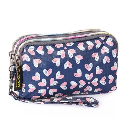 Дизайнерский женский кошелек-органайзер, дамская сумочка, милый мультяшный кавайный чехол, клатч для телефона, портмоне, сумка, держатель для девочки - Цвет: Blue hearts
