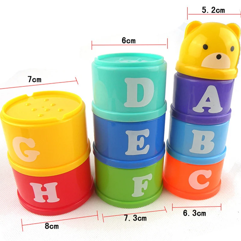 Прямая поставка мини 8 шт. Развивающие игрушки для малышей 6 месяцев+ цифры буквы фолдинд стек башня из чашек детей раннего интеллекта