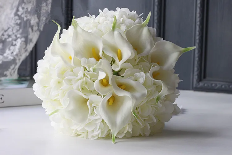 JaneVini белые свадебные букеты Свадебные Калла Лилия невесты букет цветов для свадьбы жемчуг брошь искусственный цветок Buket Новый