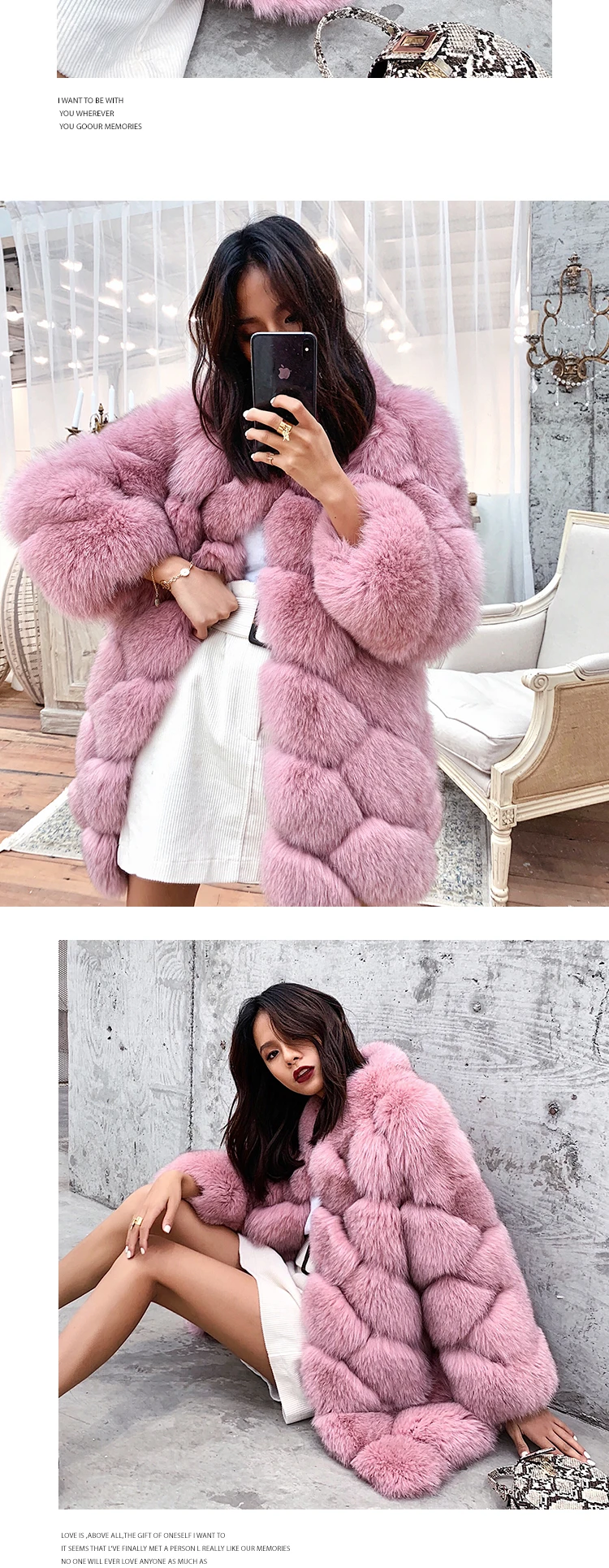 Maylofuer Women New Real Fox Fur Coat Natural and Genuine Fox Fur Jacket for Woman Winter Fashion Fur Coats Overcoat Outwear