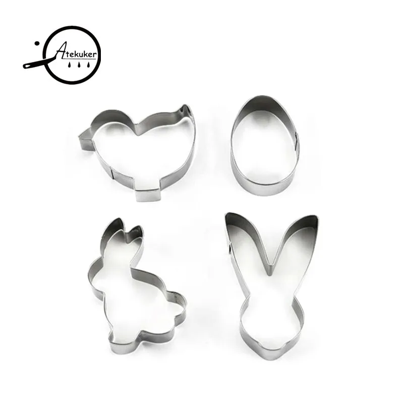 

Atekuker Cookie Cutter Fondant Tools Bird Rabbit Egg Shape Cookie Stamps Set Vegetable Cutters Biscuit Kitchen Accessories