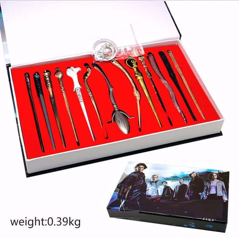 

13 PCS Harri Potter Magic Wand De Hermione Granger Lord Snap Elder Wizard Wand Harri Potter Weapon Keychain Necklace Cosplay Toy