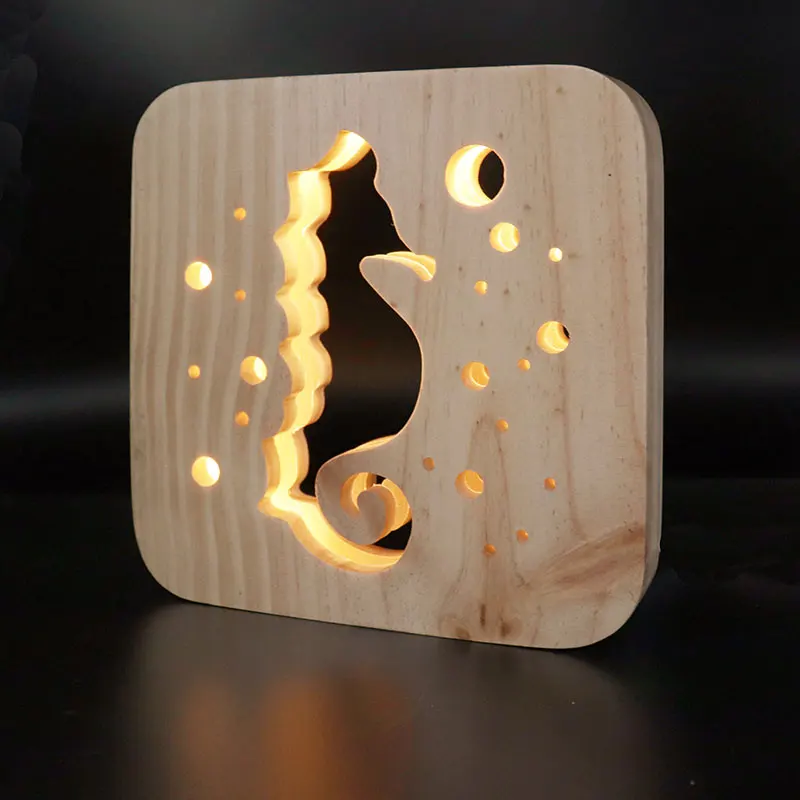 Warm Light Wooden Night Light Bedroom Decoration Cute Romantic USB LED Power Energy Saving Lamp Christmas Decoration Gift