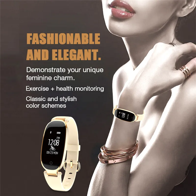 S3 الأزياء الذكية الفرقة فتاة النساء IP67 سوار ذكي مراقب معدل ضربات القلب المعصم Smartband سيدة الإناث اللياقة البدنية معصم تعقّب
