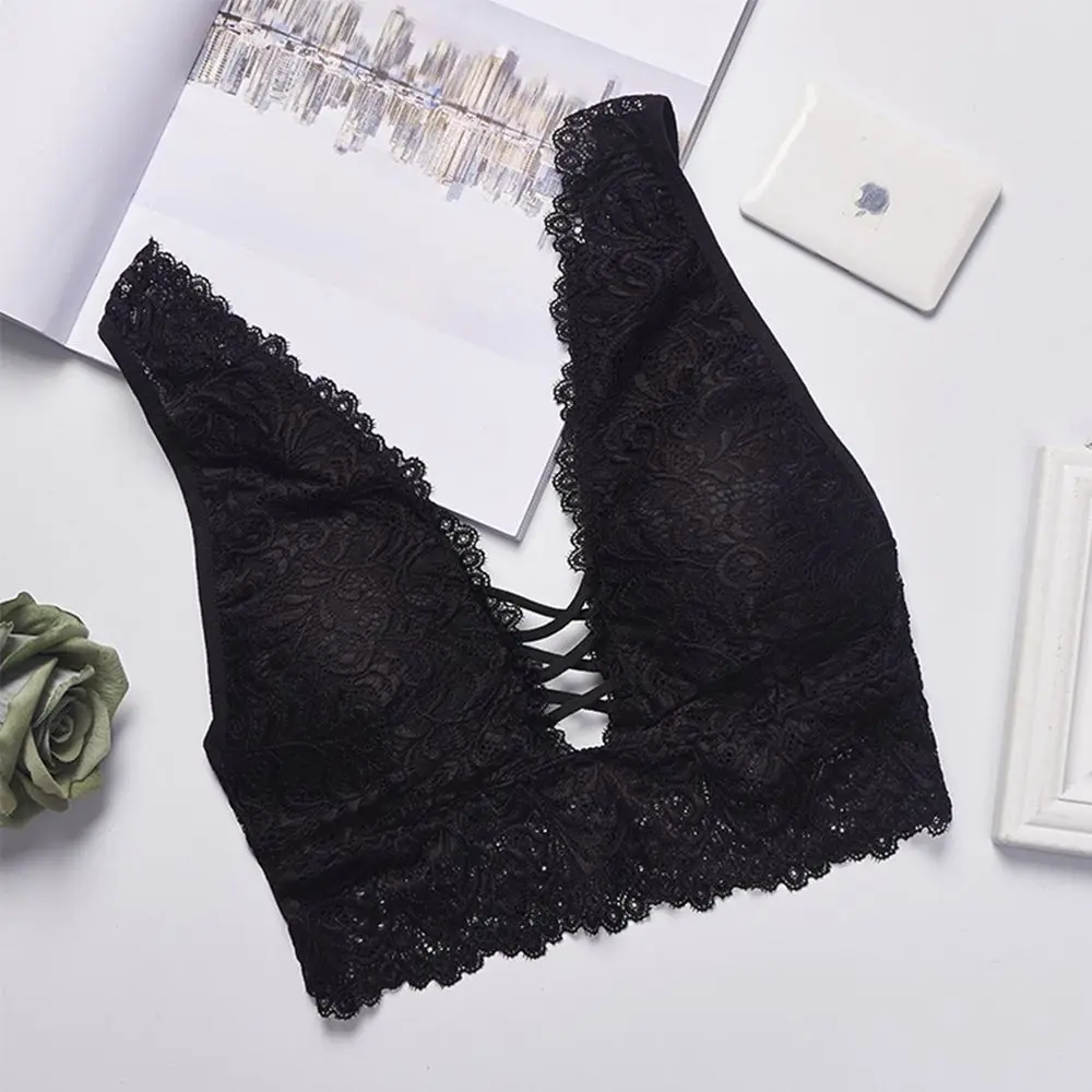 Широкий ремень Lace Bralette мягкие бюстгальтеры Глубокий V стрейч спальный бюстгальтер без швов Беспроводной бюстгальтер нижнее белье Для женщин