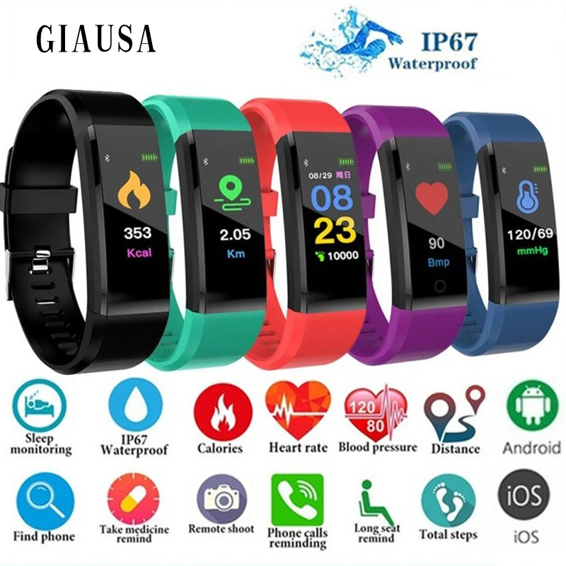 

ID115Plus Smart Bracelet Wristband Heart Rate Test Waterproof Bluetooth Bracelet Step Counting Sleep Monitoring Smart Watch M3S