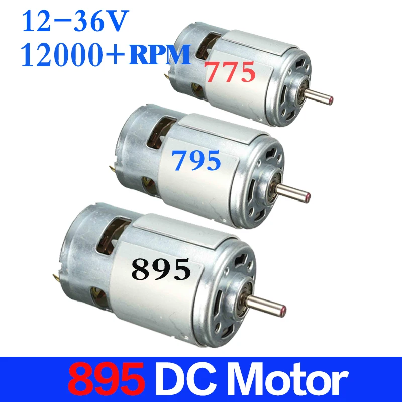 DC 12 V-24 V большой крутящий момент двигателя высокой мощности Низкий уровень шума 895 двигатель двойные шариковые подшипники низкая скорость 775 Обновленный двигатель