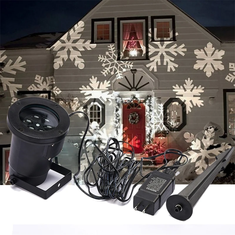 ФОТО Waterproof Moving Snow Laser Projector Lamps Snowflake LED Stage Light Christmas Party Bar Landscape Light Garden Lamp Outdoor