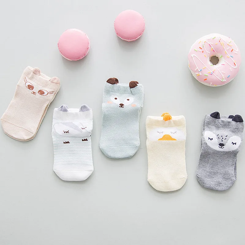 5 пар, весенне-летние детские носки для новорожденных с героями мультфильмов, мягкий хлопковый носок для мальчиков и девочек, короткие носки для От 0 до 12 лет - Цвет: Duck