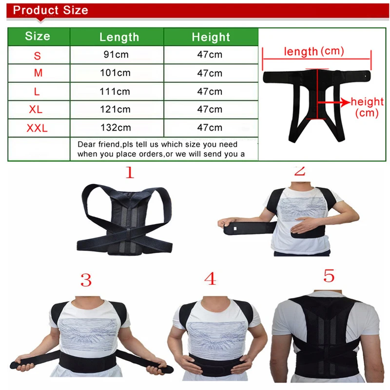 Cinto de Chapa de Aço Ombro para trás Suporte Grande para as Mulheres Neoprene Coluna Lombar Brace Corrector Postura Ortopédica Cintos Corset Tamanho 7 Beleza e saúde