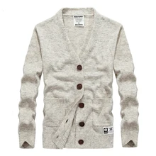 Осенне-зимний мужской свитер, Повседневный Кардиган, мужской Однотонный свитер, мужские джемперы с длинным рукавом, фирменные вязанные кардиганы