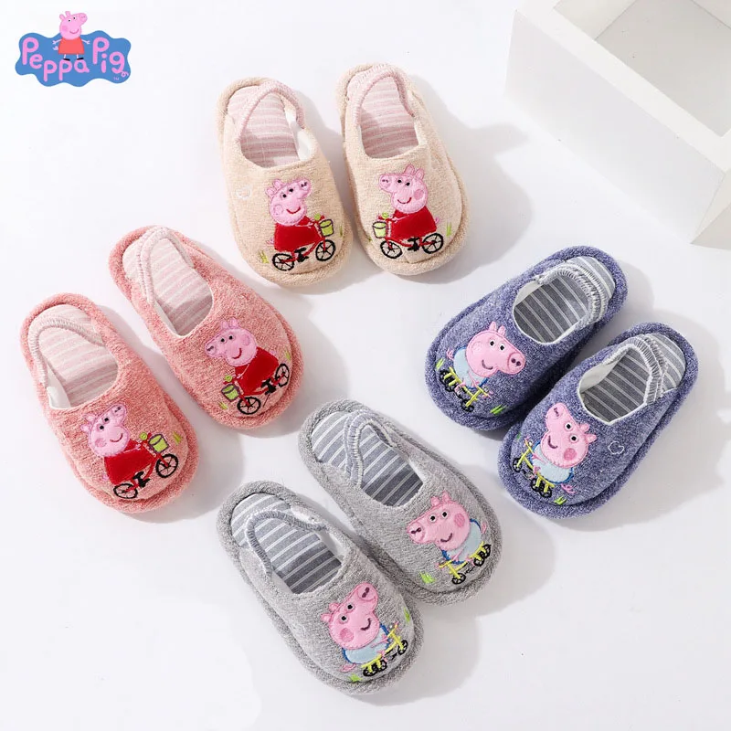 

2019 Genuine Peppa Pig Juguetes Spring Four Seasons Kids Slippers Linen Indoor Slip-proof Shoes Peppa George Plush Birthday Gift