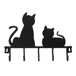 Модная черная кошка дизайн металлическая железная настенная дверь навесная деревенская одежда пальто шляпа ключ Висячие декоративные