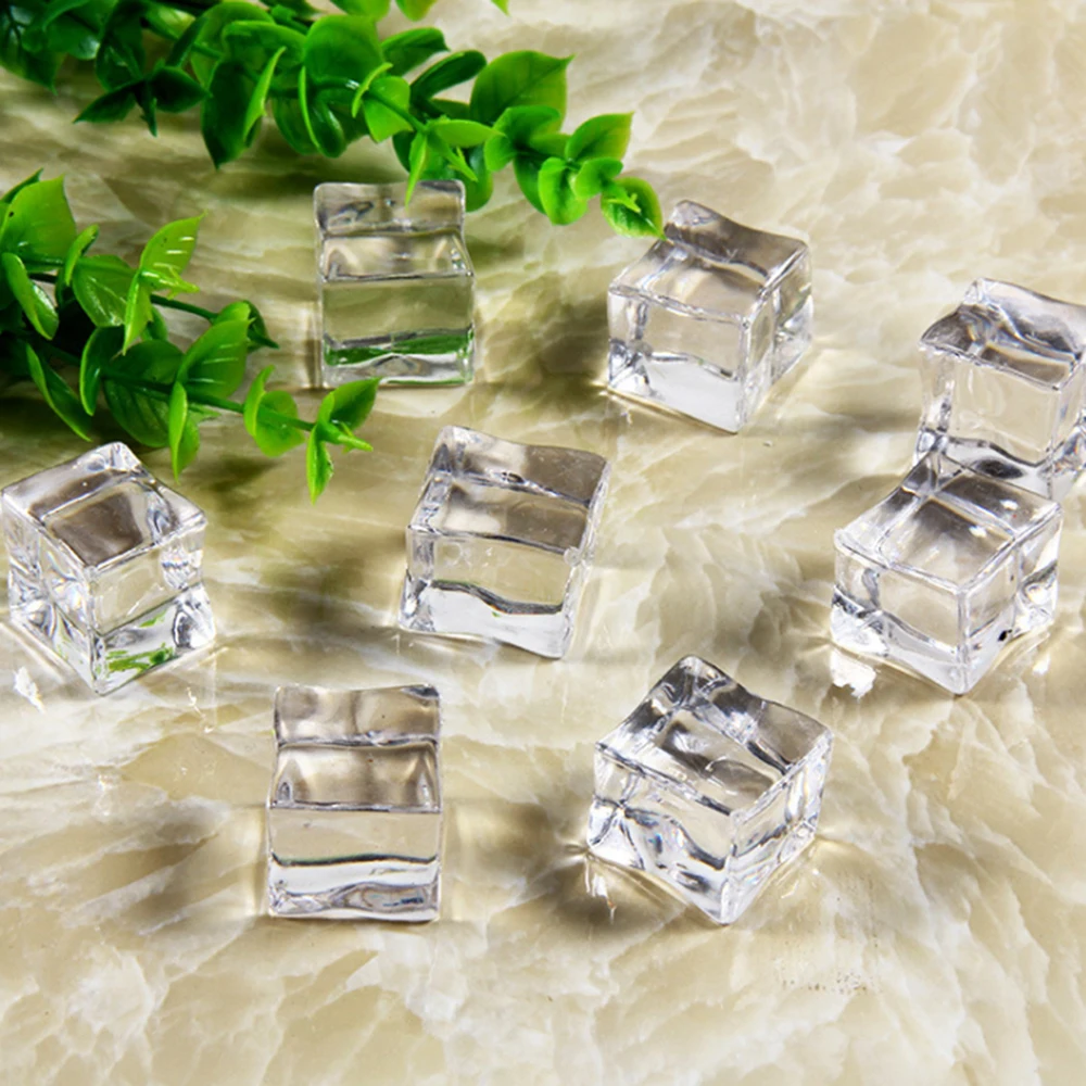 25mm 5pcs Reusable Fake Ice Cubes Artificial Acrylic Crystal Cubes Wedding Party Decor Whisky