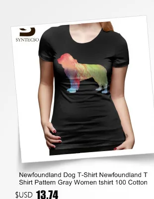 Newfoundland Dog футболка Черная Newfoundland Dog мультяшная футболка с коротким рукавом 100 хлопчатобумажная женская футболка с круглым вырезом Женская футболка
