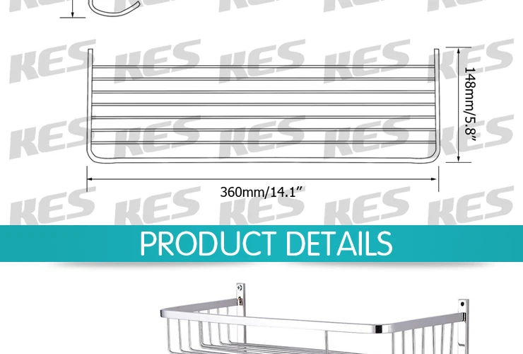 KES A2126/A2126-2 Ванная комната дополнительная глубина 2-х уровневые прямоугольная Полка Корзина Нержавеющая сталь настенный, полированная/матовый