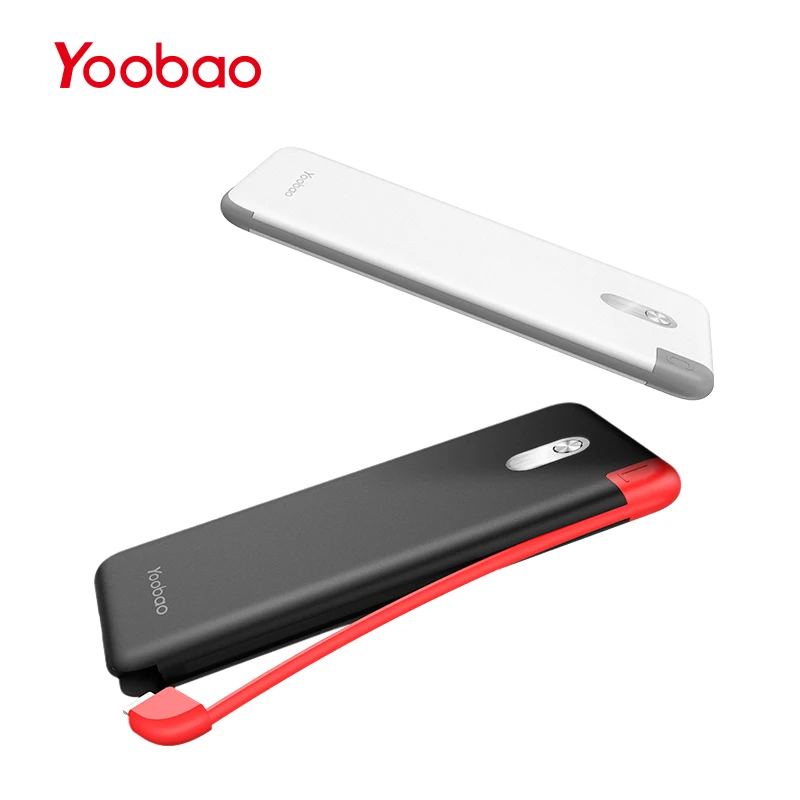 Yoobao S5K 5000mAh повербанк со встроенным сьёмным кабелем внешний аккумулятор ультратонкий пауэрбанк портативное зарядное устройство для телефонов