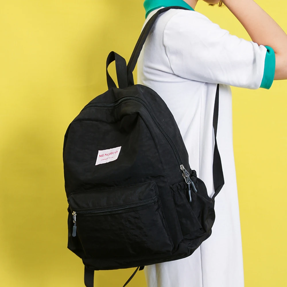 Menghuo marca 2017 mujeres preppy macarons paneles impermeable nylon mochila moda compras Bolsas de viaje mochila
