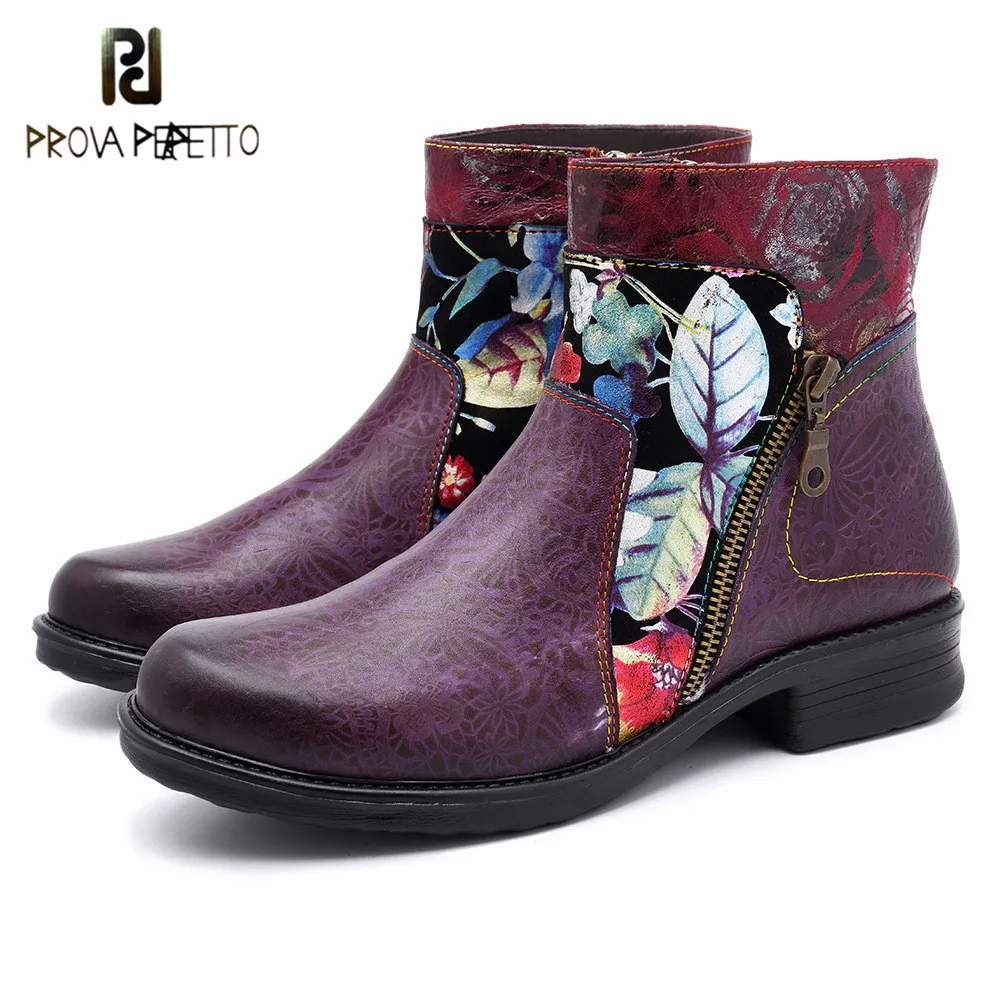 

Prova perfetto Retro Ankle Boots Woman 2019 New Design Bohemian Genuine Leather Fashion Woman Boots Patchwork Casual Short Boots