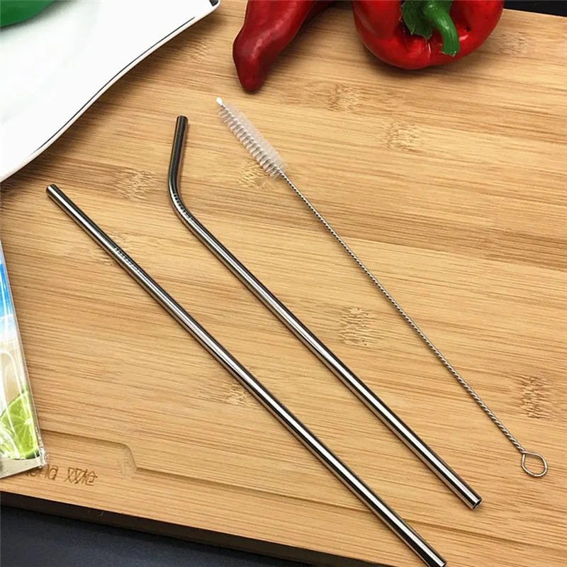2 Pcs/Set Thick Metal Drinking Straw Reusable Premium 304 Stainless Steel Drinking Straws Straight Tube With Cleaner Brush 2 Pcs/Set Thick Metal Drinking Straw Reusable Premium 304 Stainless Steel Drinking Straws Straight Tube With Cleaner Brush
