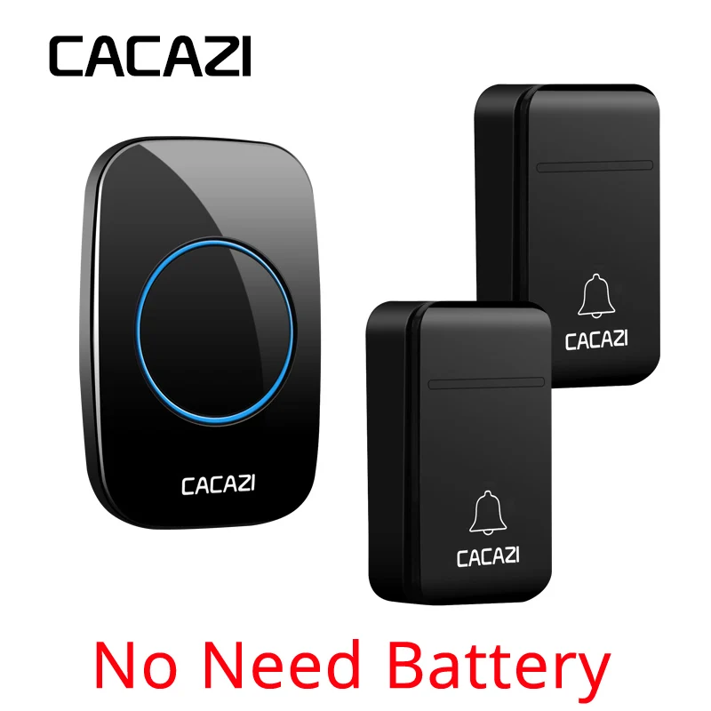 

CACAZI Wireless No battery Need Doorbell Cordless IP44 Waterproof EU Plug Door Bell with 38 Melodies Chime Smart Home 200m Range