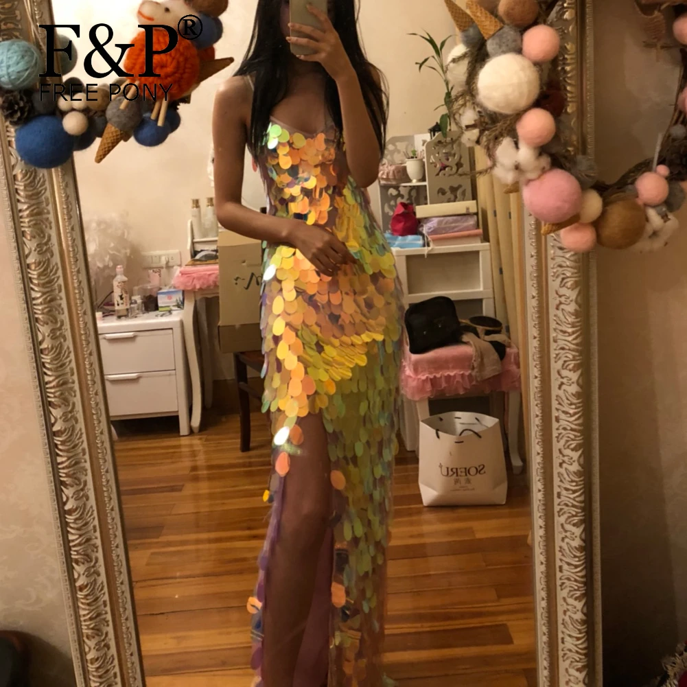 Holographic sequin prom dress Clearance