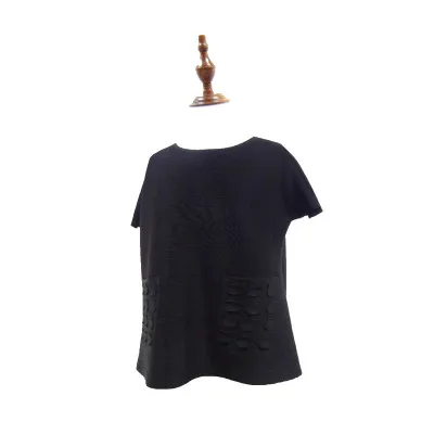 Miyake Noir Red T dark Livraison Mode Lâche À vert Vêtements Courtes rouge Manches Courte Des Conception shirt Gratuite cou bleu Brève O De Top Blue rose Stock Plissé En pAAwq5P1