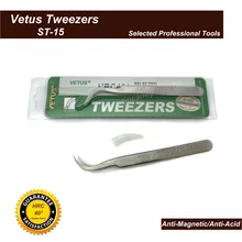 Пинцет «VETUS» ST-15 тонкий Изогнутый наконечник Высокое качество нержавеющая сталь Супер жесткий антимагнитный и антикислотный прецизионный пинцет