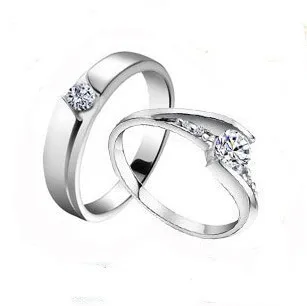

2016 new 925 sterling silver & high quality zircon crystal lover`s wedding couple rings wholesale gift