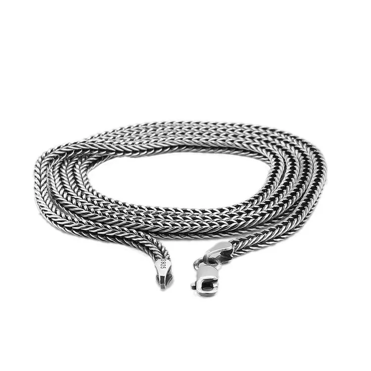 Настоящее чистое 925 пробы Серебряное ожерелье 2,8 мм толстая цепочка для мужчин подарок тайское серебряное длинное ожерелье LHYC13
