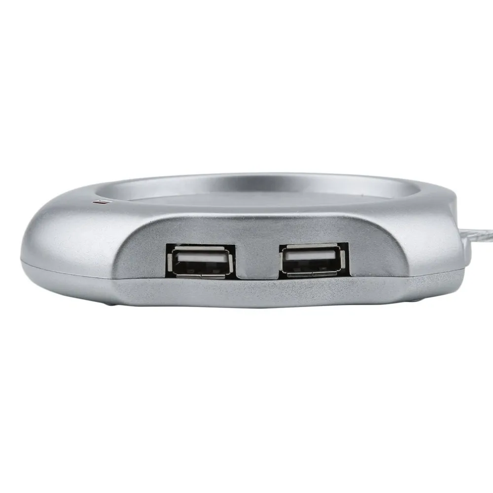 Чашка для напитков серебро 4 порта usb хаб чашка чая кофе кружка грелка 50 градусов