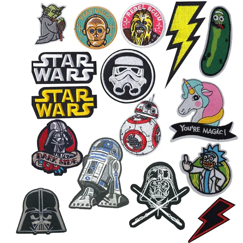 

1PC New Arrivals Star Wars Embroidered Patches Robot Iron On Patch Yoda Storm Trooper Clothes Badge Decal T-shits Accessory
