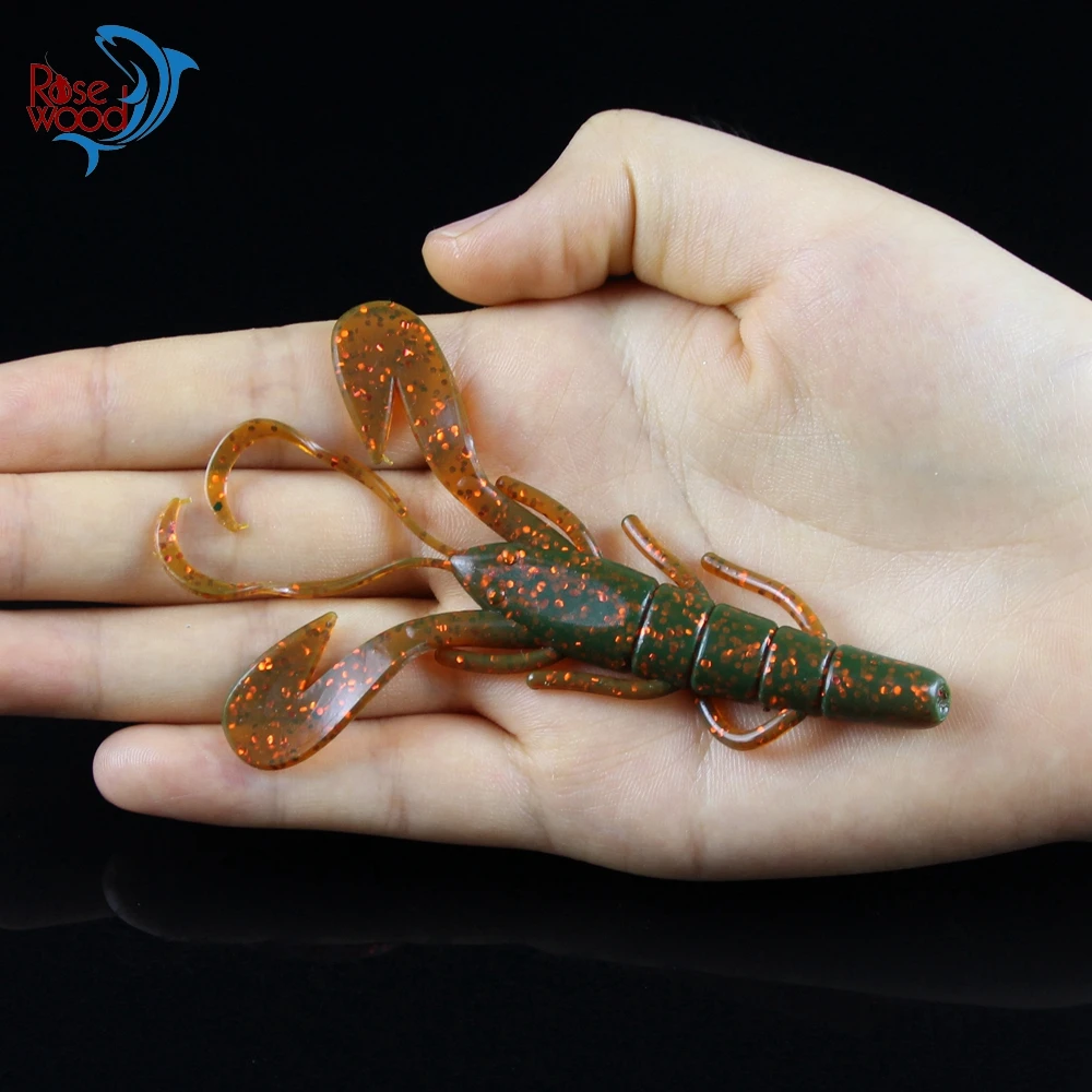 ROSEWOOD 9.5cm/7g 8pcs/Lot Soft Rubber Lures Shrimp Bait Freshwater