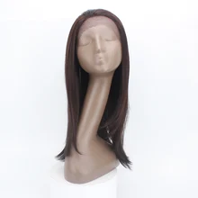 Alinova Синтетический прямой парик с кружевом спереди 20 дюймов 1,5X13,5 кружево Clousure 150% плотность предварительно сорвал для черных женщин