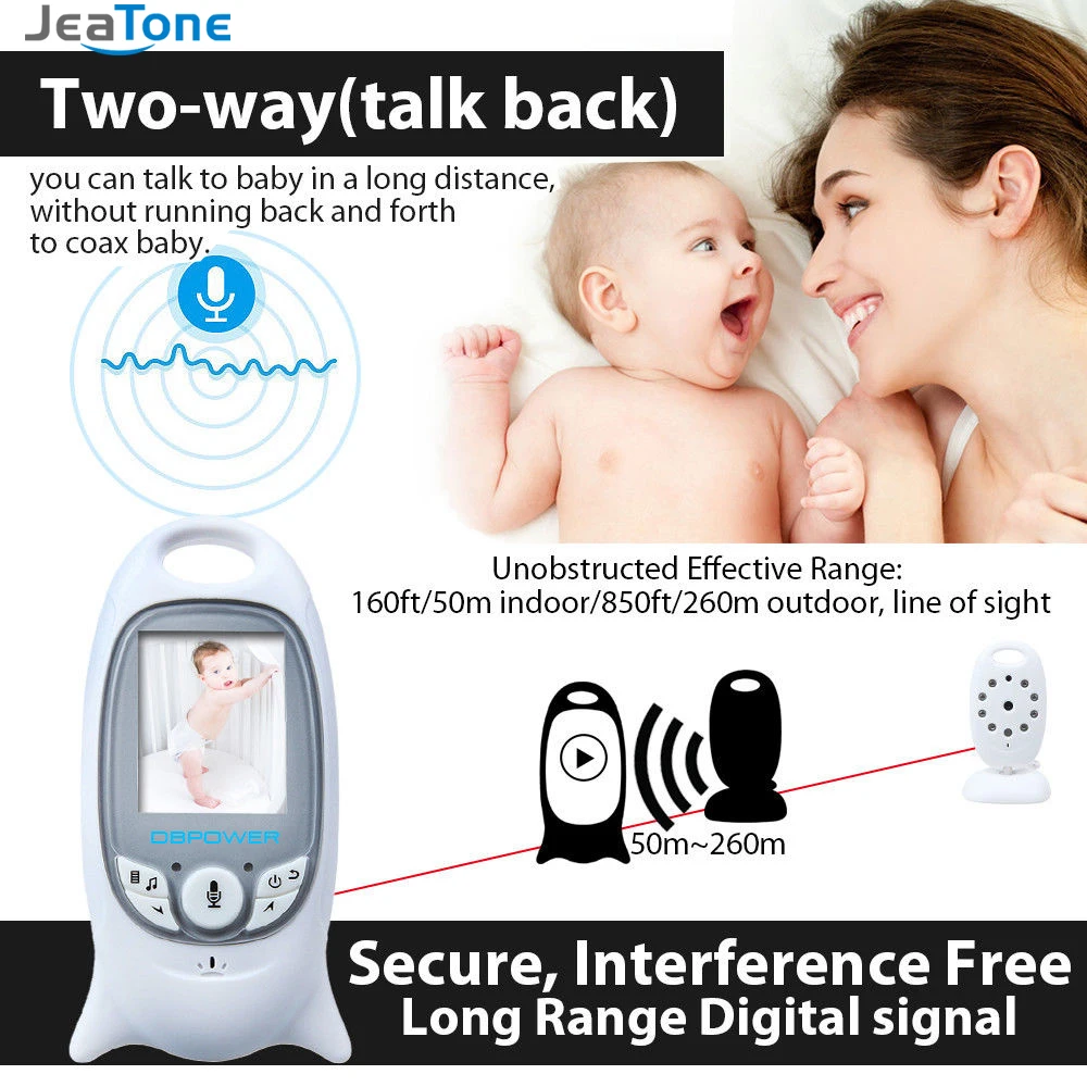 JeaTone 2" LCD Display Baby monitor Intercom with 2 way-talk ,Temperature monitoring and Music babysitter Surveillance Camera