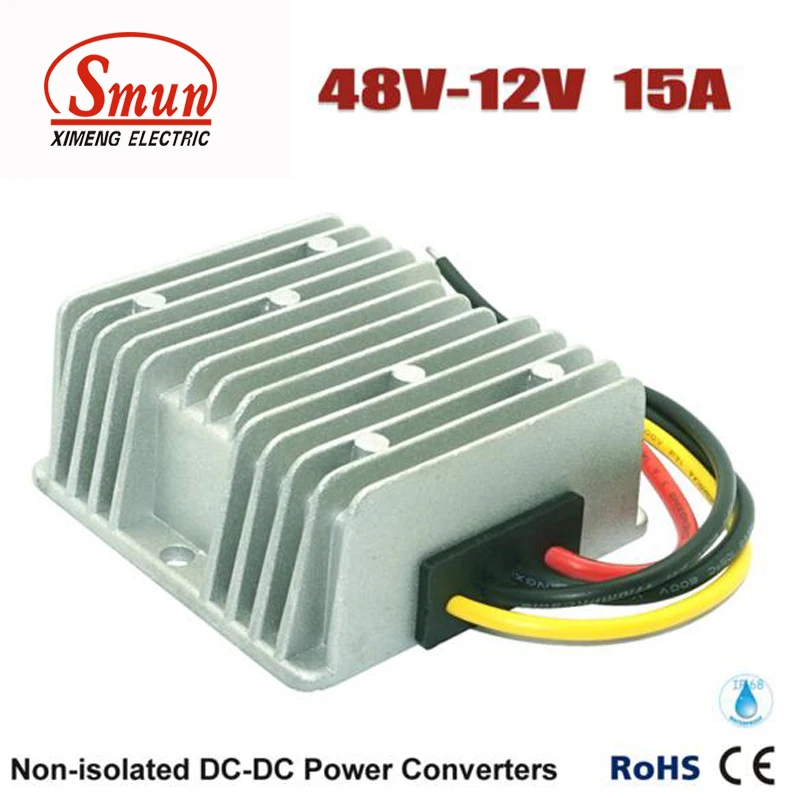 

SMUN 48VDC to 12VDC 15A 180W Step Down DC-DC Converter With Waterproof IP68 Level